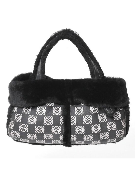 Loewe Other - Loewe Handbag Anagram Black Shearling Leather Silver